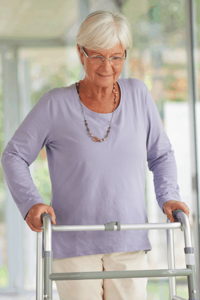 Patient working with physical therapist after orthopedic surgery.
