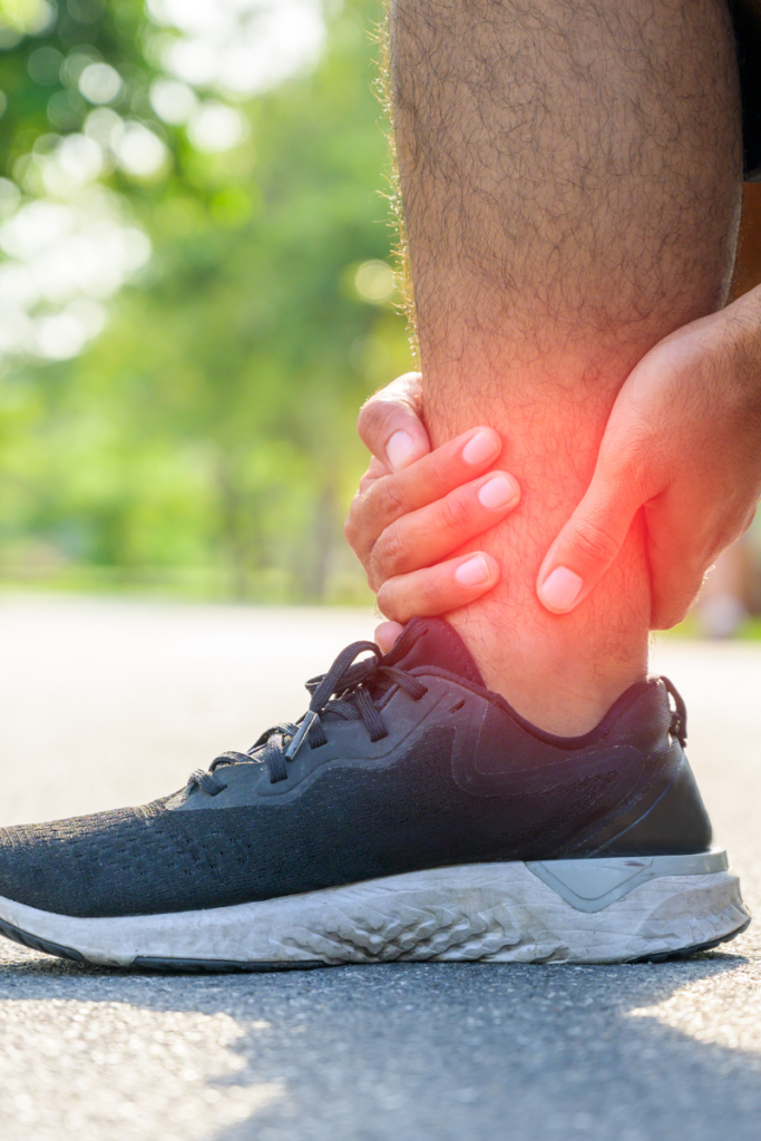 Athlete returning to exercise too soon after an ankle sprain, preventing full healing.
