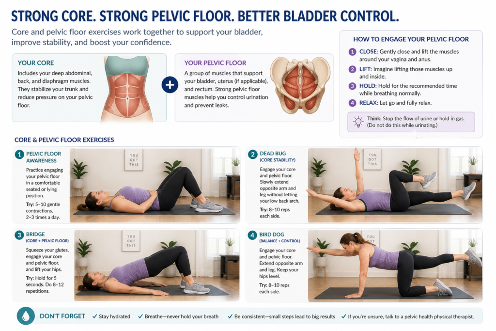 person doing core and pelvic floor exercises