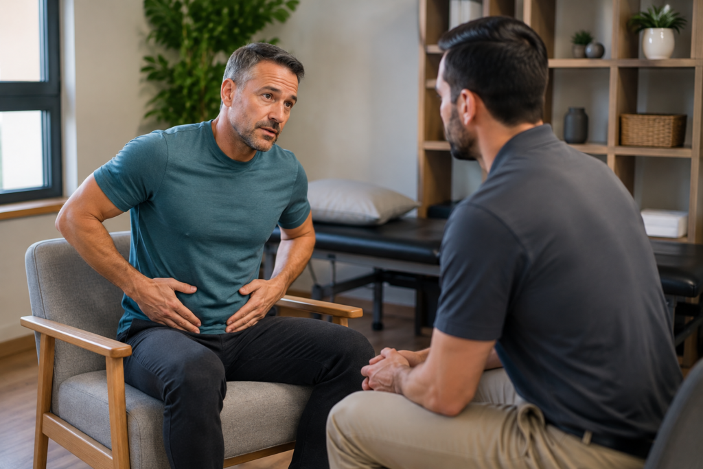 Male pelvic pain treatment in South Portland can address pelvic floor tension, groin pain, urinary symptoms, discomfort with sitting, and movement.