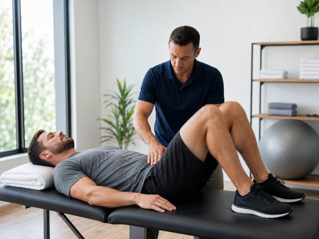Physical therapist providing one-on-one men’s pelvic health physical therapy in South Portland, Maine.