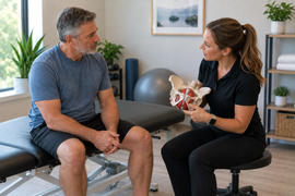 Male patient receiving men's pelvic health physical therapy at Reform Physical Therapy in South Portland, Maine.