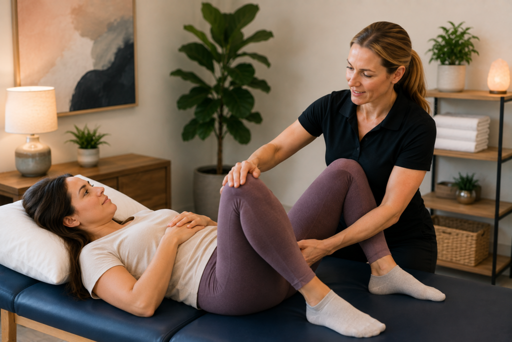 Patient discussing pain with intercourse with a pelvic floor physical therapist.